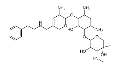 2-[4,6-diamino-3-[[3-amino-5-[(2-phenylethylamino)methyl]-3,6-dihydro-2H-pyran-2-yl]oxy]-2-hydroxycyclohexyl]oxy-5-methyl-4-(methylamino)oxane-3,5-diol结构式