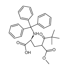 (2S)-4-(methoxycarbonyl)-6,6-dimethyl-5-oxo-2-(tritylamino)heptanoic acid结构式