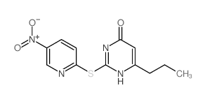 2-(5-nitropyridin-2-yl)sulfanyl-6-propyl-1H-pyrimidin-4-one结构式