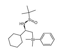 (R)-N-((R)-1-cyclohexyl-2-(dimethyl(phenyl)silyl)ethyl)-2-methylpropane-2-sulfinamide结构式