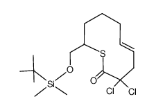 (E)-10-(((tert-butyldimethylsilyl)oxy)methyl)-3,3-dichloro-3,4,7,8,9,10-hexahydro-2H-thiecin-2-one结构式
