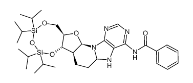 N6-benzoyl-3',5'-O-(tetraisopropyldisiloxane-1,3-diyl)-2'-deoxy-7,8-dihydro-8,2'-ethanoadenosine Structure