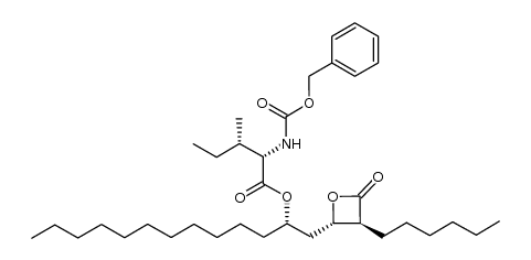 N-[(phenylmethoxy)carbonyl]-L-isoleucine-(1S)-1-[[(2S,3S)-3-hexyl-4-oxo-2-oxetanyl]methyl]dodecyl ester Structure