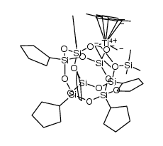 [(η5-pentamethylcyclopentadienyl)TiMe((cyclopentyl)7Si7O9(OSiMe3)O2)]结构式