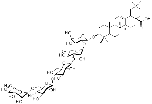 Oleanolic acid-3-O-α-L-rhamnosyl(1→6)β-D- Galactosyl( 1→3)-β-D-glucosyl( 1→3)-α-L Structure