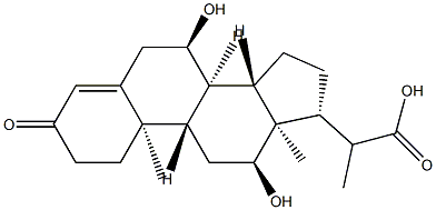 7α,12α-Dihydroxy-3-oxopregn-4-ene-20-carboxylic acid结构式