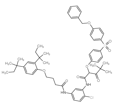 N-[5-[4-[2,4-bis(2-methylbutan-2-yl)phenoxy]butanoylamino]-2-chlorophenyl]-4,4-dimethyl-3-oxo-2-[4-(4-phenylmethoxyphenyl)sulfonylphenoxy]pentanamide Structure