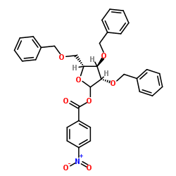 1-对硝基苯甲酸-2,3,5-三苄氧基-d-阿拉伯呋喃糖苷结构式