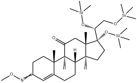 (20R)-17,20,21-Tris(trimethylsiloxy)-3-(methoxyimino)-pregn-4-en-11-one结构式