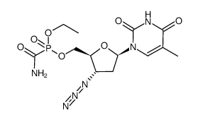 3'-azido-3'-deoxythymidine 5'-(ethyl)(aminocarbonyl)phosphonate结构式
