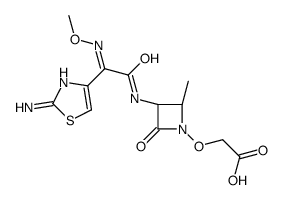 {[(2S,3S)-3-{[(2Z)-2-(2-Amino-1,3-thiazol-4-yl)-2-(methoxyimino)a cetyl]amino}-2-methyl-4-oxo-1-azetidinyl]oxy}acetic acid Structure