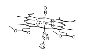 nitrosyl(protoporphyrin IX dimethyl esterato)iron(II) 4-phenylimidazolate complex Structure