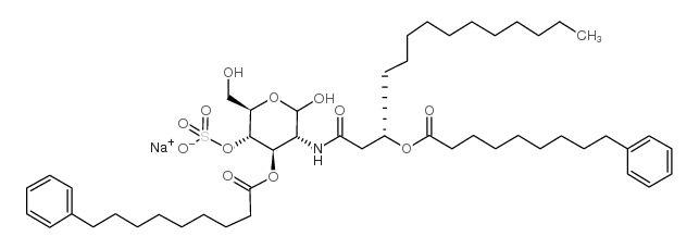 2-Deoxy-3-O-(9-phenylnonanoyl)-2-[3(S)-(9-phenylnonanoyloxy)tetradecanamido]-4-O-sulfo-D-glucopyranose Structure