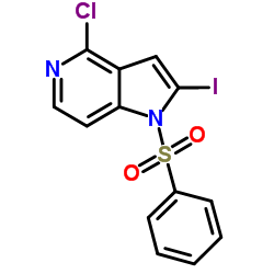 1-(Phenylsulfonyl)-4-chloro-2-iodo-5-azaindole结构式