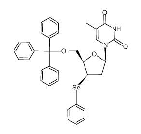 3'-β-(phenylselenyl)-5'-O-trityl-3'-deoxythymidine结构式