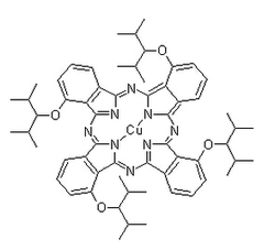 (SP-4-1)-[1,8,15,22-四[2-甲基-1-(1-甲基乙基)丙氧基-29H,31H-酞氰(2-)-N29,N30,N31,N32]铜结构式