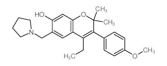 2H-1-Benzopyran-7-ol,4-ethyl-3-(4-methoxyphenyl)-2,2-dimethyl-6-(1-pyrrolidinylmethyl)- Structure