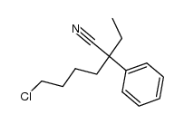 (+/-)-2-Ethyl-6-chlor-2-phenyl-hexansaeurenitril结构式
