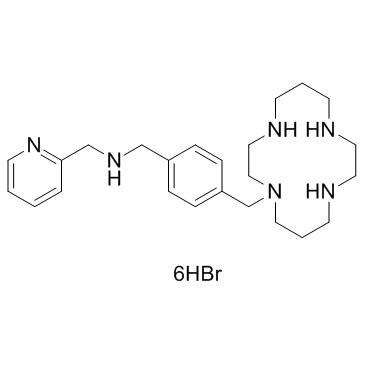 N-[[4-(1,4,8,11-四氮杂环十四烷-1-甲基)苯基]甲基]-2-吡啶甲胺氢溴酸盐结构式
