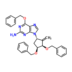 6-苄氧基-9-[(1S,3R,4S)-2-亚甲基-4-苄氧基-3-苄氧基甲基环戊基]-9H-嘌呤-2-胺结构式