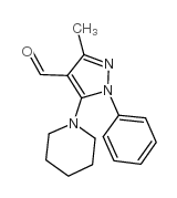 3-甲基-1-苯基-5-哌啶-1H-吡唑-4-甲醛结构式