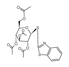 2-(2',3',4',6'-tetra-O-acetyl-β-D-glucopyranosylmercapto)1,3-benzothiazole Structure