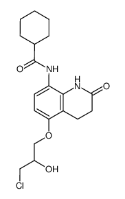 8-cyclohexylcarbonylamino-5-(3-chloro-2-hydroxy)propoxy-3,4-dihydrocarbostyril结构式
