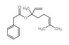苯乙酸-1-乙烯基-1,5-二甲基-4-己烯酯结构式