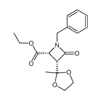 (2R,3S)-1-Benzyl-3-(2-methyl-[1,3]dioxolan-2-yl)-4-oxo-azetidine-2-carboxylic acid ethyl ester结构式