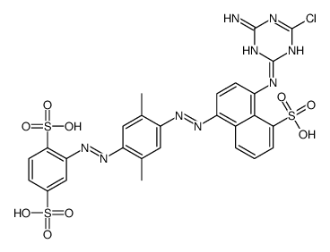 2-[[4-[[4-[(4-amino-6-chloro-1,3,5-triazin-2-yl)amino]-5-sulpho-1-naphthyl]azo]-2,5-dimethylphenyl]azo]benzene-1,4-disulphonic acid Structure