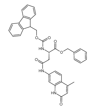 (S)-benzyl 2-((((9H-fluoren-9-yl)methoxy)carbonyl)amino)-4-((4-methyl-2-oxo-1,2-dihydroquinolin-7-yl)amino)-4-oxobutanoate结构式