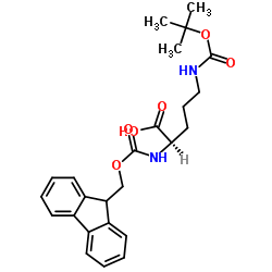 N-芴甲氧羰基-(N'-叔丁氧羰基)-D-鸟氨酸结构式