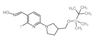 (E)-6-(3-((tert-Butyldimethylsilyloxy)methyl)-pyrrolidin-1-yl)-2-fluoronicotinaldehyde oxime结构式