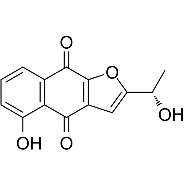 5-hydroxy-2-(1'-hydroxyethyl)naphtho[2,3-b]furan-4,9-dione结构式