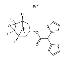 7-(2,2-dithiophen-2-ylacetoxy)-9,9-dimethyl-3-oxa-9-azoniatricyclo[3.3.1.02,4]nonane bromide Structure