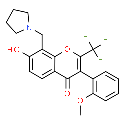 7-Hydroxy-3-(2-methoxyphenyl)-8-(1-pyrrolidinylmethyl)-2-(trifluoromethyl)-4H-chromen-4-one结构式
