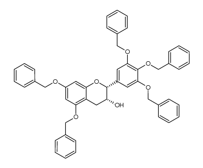 (-)-(2R,3R)-cis-5,7-bis(benzyloxy)-2-[3,4,5-tris(benzyloxy)phenyl]chroman-3-ol结构式