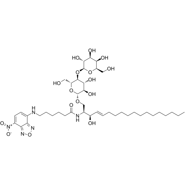 N-[6-[(7-硝基-2-1,3-苯并恶二唑-4-基)氨基]己酰基] -D-乳糖基-ß1-1'-鞘氨醇结构式