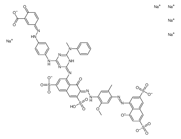 pentasodium,(3Z)-5-[[4-[4-[(2Z)-2-(3-carboxy-4-oxocyclohexa-2,5-dien-1-ylidene)hydrazinyl]anilino]-6-(N-methylanilino)-1,3,5-triazin-2-yl]amino]-3-[[2-methoxy-5-methyl-4-[(8-oxido-3,6-disulfonatonaphthalen-1-yl)diazenyl]phenyl]hydrazinylidene]-4-oxonaphth Structure
