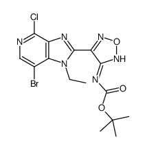 4-(7-溴-4-氯-1-乙基-1H-咪唑并[4,5-c]吡啶-2-基)-1,2,5-噁二唑-3-基氨基甲酸叔丁酯结构式