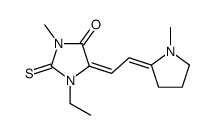 1-ethyl-3-methyl-5-[(1-methyl-2-pyrrolidinylidene)ethylidene]-2-thioxoimidazolidin-4-one结构式