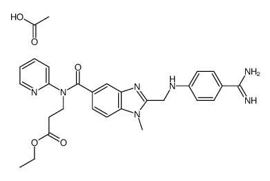 Ethyl 3-(2-(((4-carbamimidoylphenyl)amino)Methyl)-1-Methyl-N-(pyridin-2-yl)-1H-benzo[d]imidazole-5-carboxamido)propanoate acetate Structure