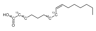 棕榈烯酸-1,2,3,7,8-13C5结构式