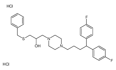 1-benzylsulfanyl-3-[4-[4,4-bis(4-fluorophenyl)butyl]piperazin-1-yl]propan-2-ol,dihydrochloride结构式