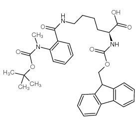N6-[2-[(叔丁氧羰基)甲基氨基]苯甲酰基]-N2-[(9H-芴-9-基甲氧基)羰基]-L-赖氨酸结构式