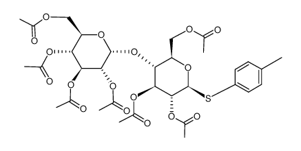 p-tolyl O-(2,3,4,6-tetra-O-acetyl-α-D-glucopyranosyl)-(1→4)-2,3,6-tri-O-acetyl-1-thio-β-D-glucopyranoside结构式