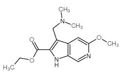 3-((二甲基氨基)甲基)-5-甲氧基-1H-吡咯并[2,3-c]吡啶-2-羧酸乙酯结构式