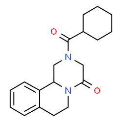 (+-)-2-(cyclohexylcarbonyl)-1,2,3,6,7,11b-hexahydro-4H-pyrazino[2,1a]isoquinolin-4-one Structure
