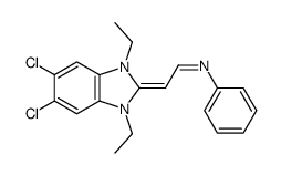 5,6-二氯-1,3-二乙基-2-(2-苯基亚氨基亚乙基)苯并咪唑啉结构式