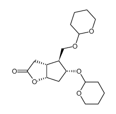 (1S,5R,6S,7R)-7-(tetrahydropyran-2-yl)oxy-6-(tetrahydropyran-2-yl)oxymethyl-2-oxabicyclo[3.3.0]octan-3-one结构式